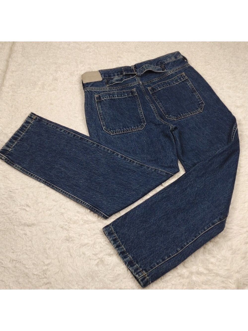 Everlane Cinched Utility Jean Blue Medium Wash High Rise Straight Leg Jean - Picture 15 of 15